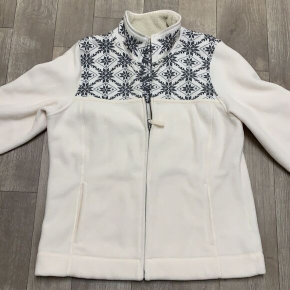 Womens L.L Bean Nordic Fair Isle Aztec Fleece Full Zip Sweater Jacket - Picture 2 of 8